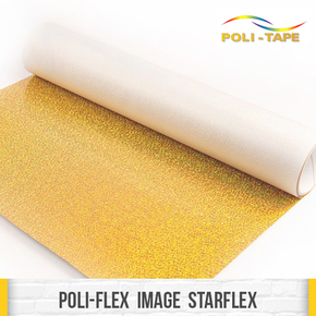 Nažehlovací fólie POLI-FLEX Starflex 492 Zlatá holografická, šíře role 50cm | REGAHK.CZ